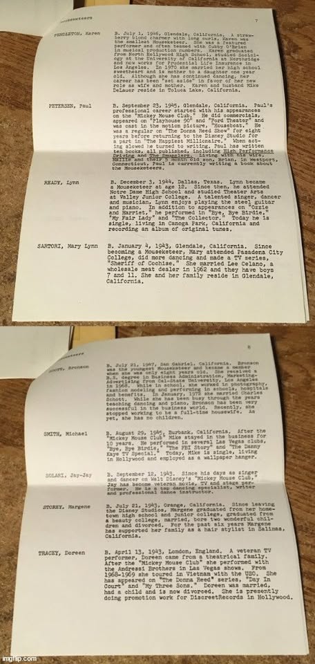 MICKEY MOUSE CLUB MOUSEKETEERS POSTCARD BIOGRAPHIES LETTER - photo 5