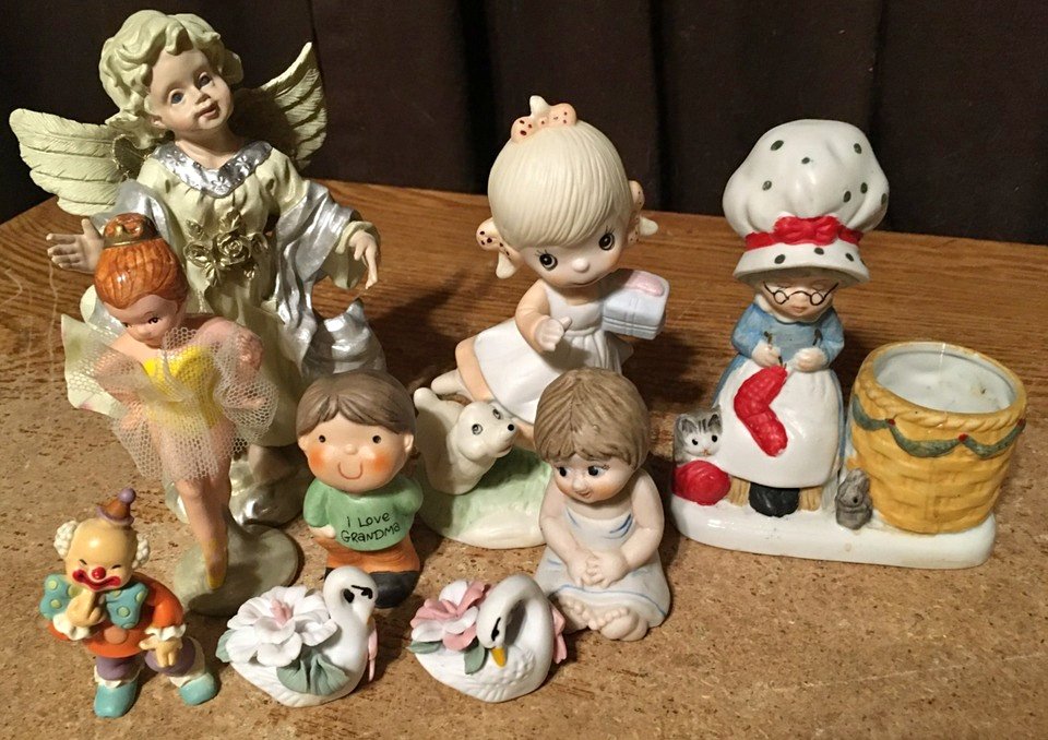 LOT OF 9 FIGURES ENESCO CLOWN KIDS SWAN BALLERINA GIRL ANGEL GRA