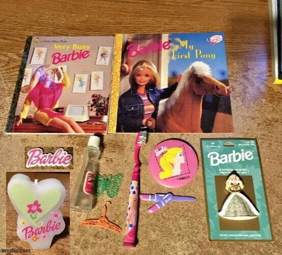 BARBIE LOT BOOKS HALLMARK ENESCO PIN TOOTHBRUSH BUBBLE BATH JERG
