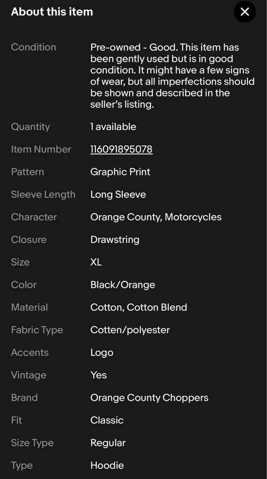 Orange County Choppers Hoodie XL Y2K Biker Flames image indicator(8)