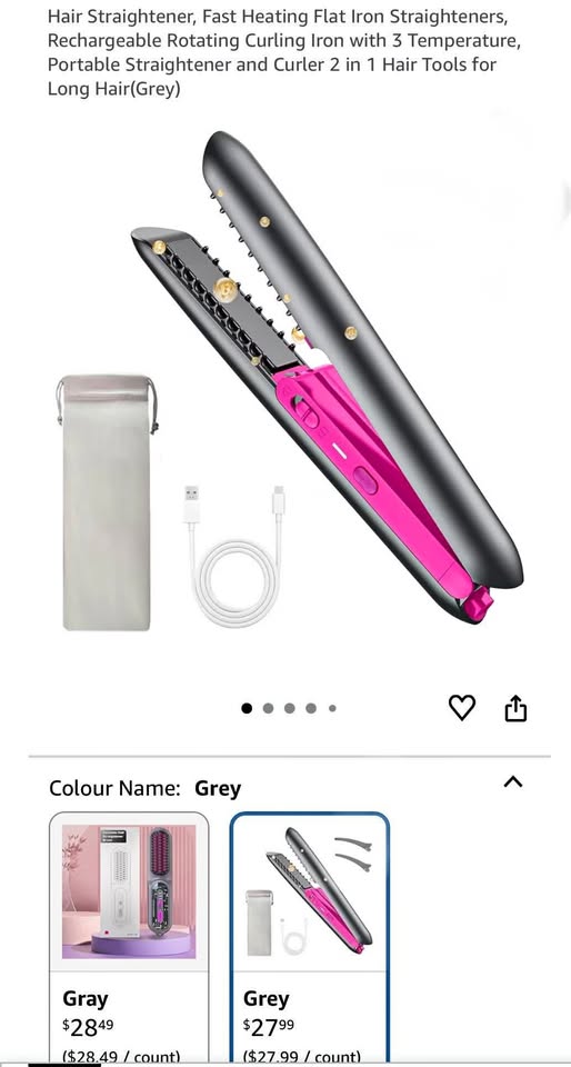 Hair Straightener, Fast Heating Flat Iron, Rechargeable