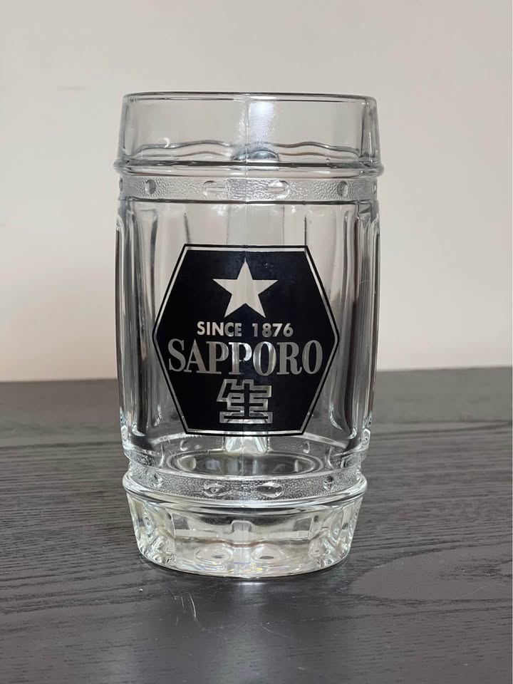 Sapporo Barrel Beer Glass Mugs Set of 3 Black Logo Japan - photo 2