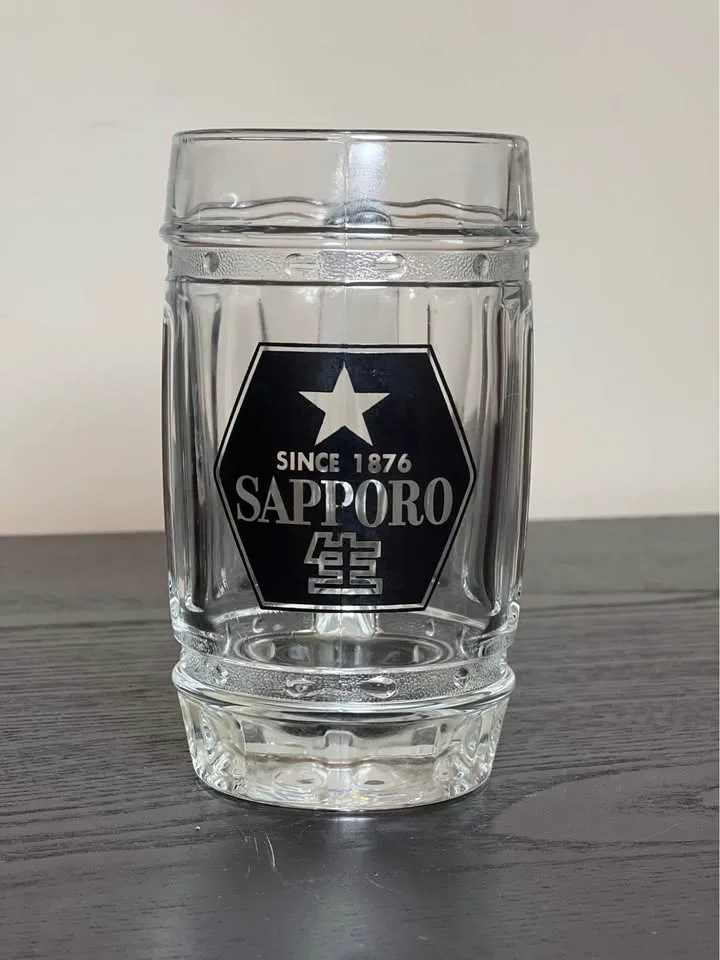 Sapporo Barrel Beer Glass Mugs Set of 3 Black Logo Japan image indicator(2)