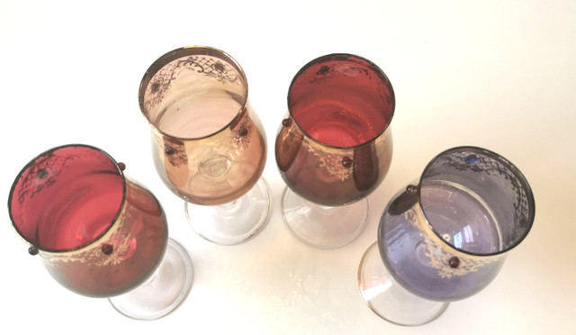 ANTIQUE Bohemian Cordial Glasses Set of 4 | Jeweled Circa 1890s - photo 2