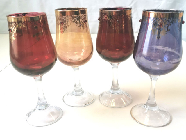 ANTIQUE Bohemian Cordial Glasses Set of 4 | Jeweled Circa 1890s - photo 3