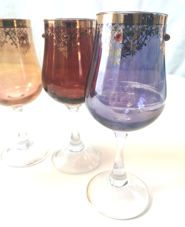 ANTIQUE Bohemian Cordial Glasses Set of 4 | Jeweled Circa 1890s - photo 4