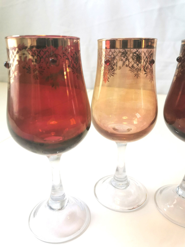ANTIQUE Bohemian Cordial Glasses Set of 4 | Jeweled Circa 1890s - photo 5