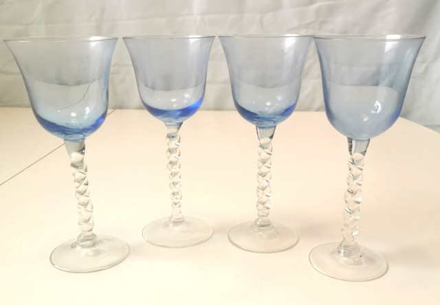 Blue Colored Set of 4 Tulip Cordial Glasses with Twist Stems, 6- - photo 4