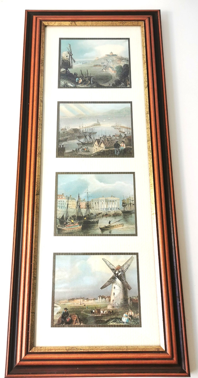 Framed Water Colour Prints Four Dutch Pictures Vintage Hardwood - photo 2