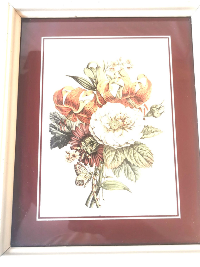 Vintage Botanical Floral Print Tiger Lily White Rose Butterfly - photo 2