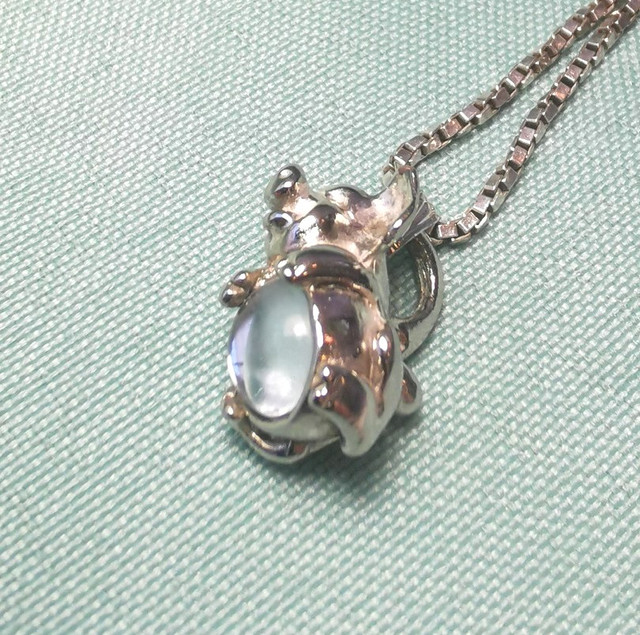 Sterling Silver Box Chain 20 inch and Moonstone Elephant Pendant - photo 4