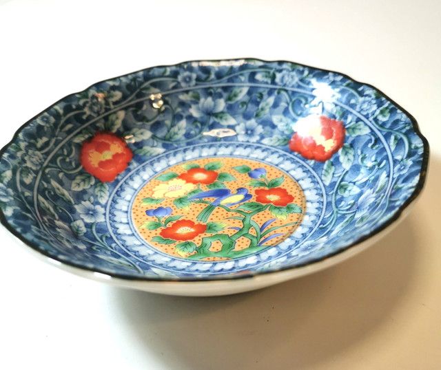 Kutani Porcelain Rice Bowl-Flowers and Blue Bird Early - photo 3