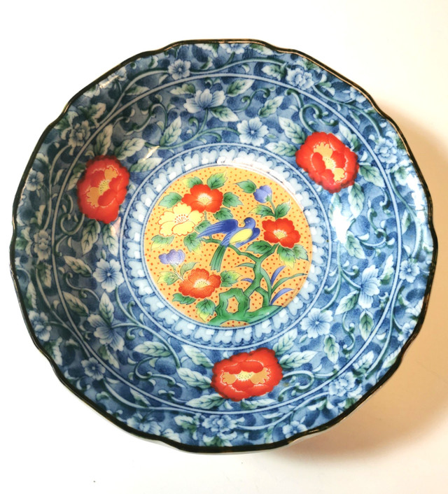 Kutani Porcelain Rice Bowl-Flowers and Blue Bird Early - photo 4