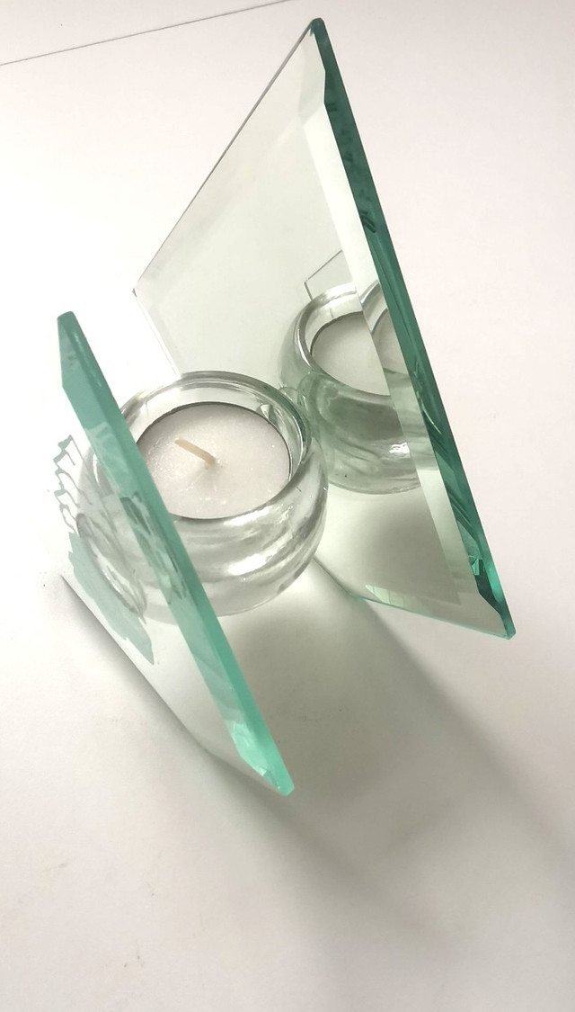 Tea Light Unique Bevelled with Engraved Design