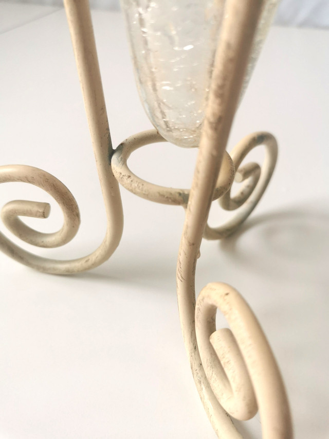 Crackle Glass Vase in a Metal Frame Vintage - photo 5