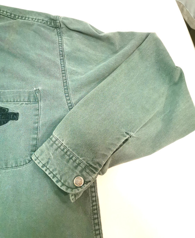Harley Davidson Green Long Sleeve Vintage Button Down Shirt Med - photo 4