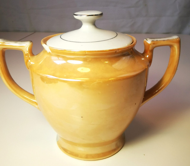 SUGAR BOWL Japanese Lusterware Peach Coloured Vintage - photo 4