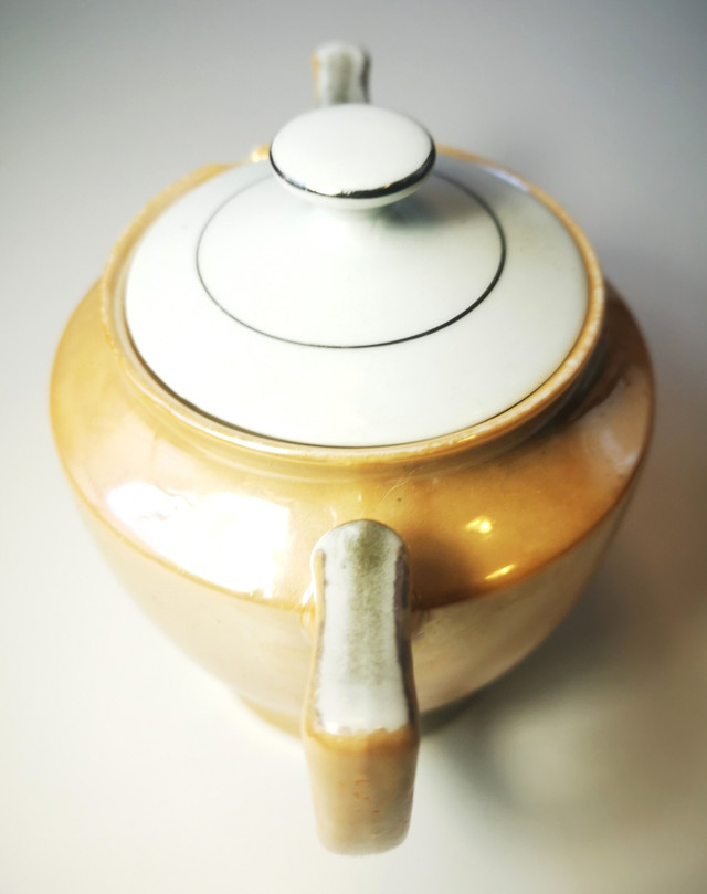SUGAR BOWL Japanese Lusterware Peach Coloured Vintage - photo 5