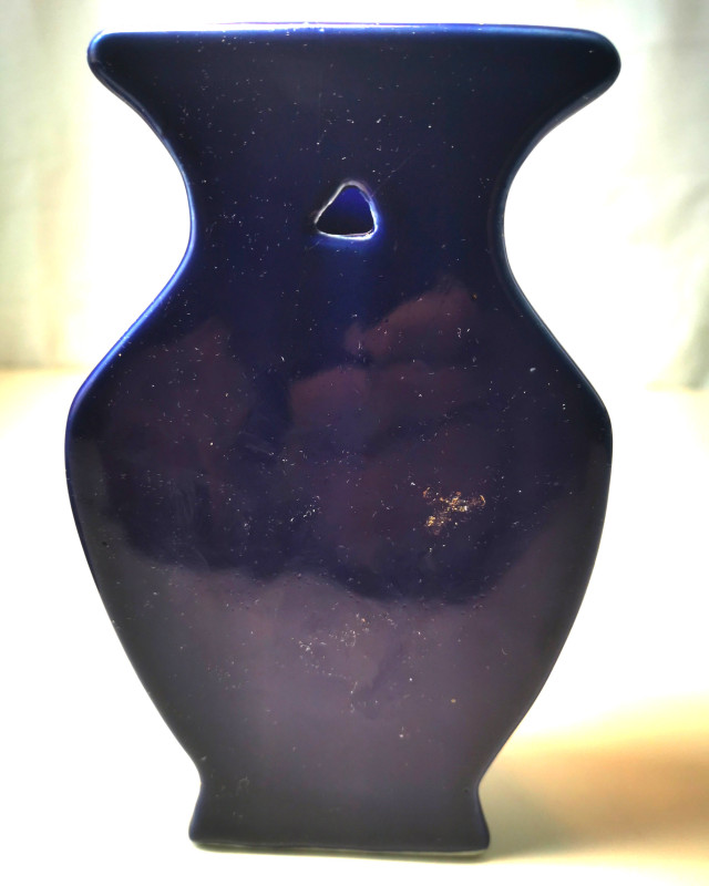 Porcelain Wall Pocket Vintage Japanese Cobalt Blue Gold Peacock - photo 5