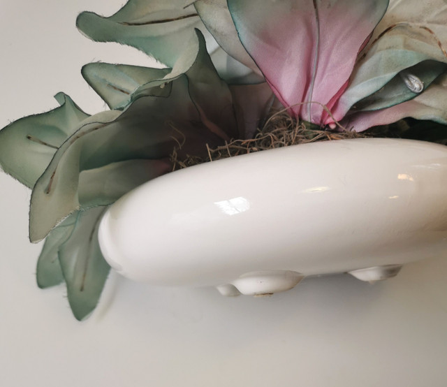 Vintage Pottery Planter Base complimented with Decorative Plant