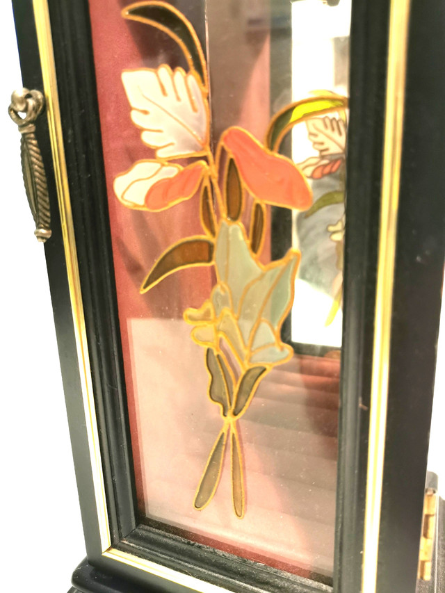 70s Mele & Company Tall Jewelry Box Black Floral Etched Japan - photo 2