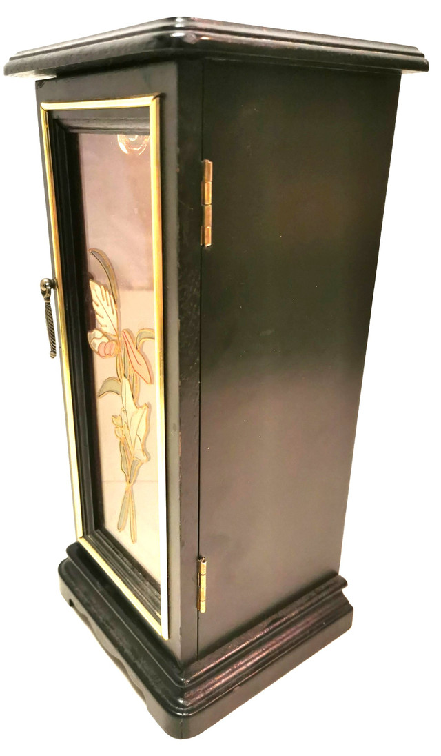 70s Mele & Company Tall Jewelry Box Black Floral Etched Japan - photo 4