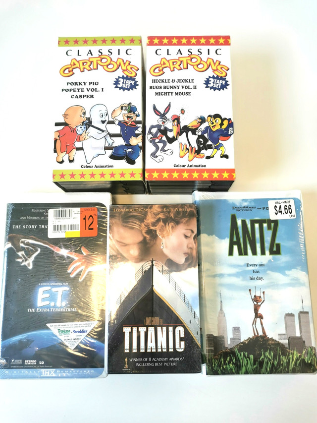 Five Vintage VHS Movies Three Unopened
