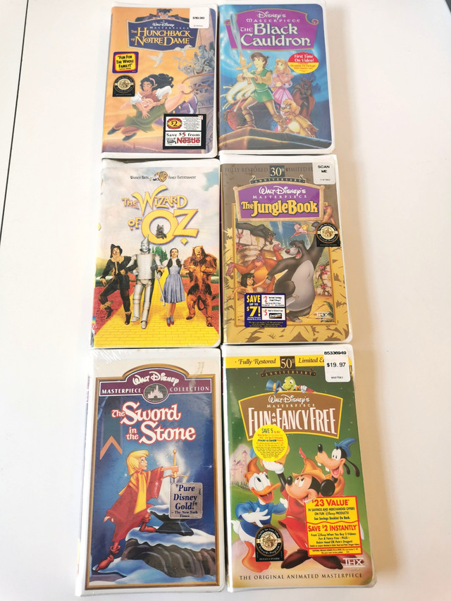 Walt Disney VHS New in Original Packaging Six Movies