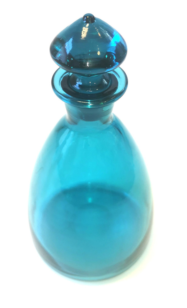Decanter Light Blue Blown Glass Vintage Stylish - photo 2