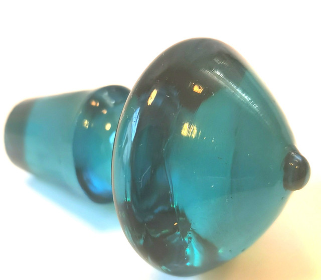 Decanter Light Blue Blown Glass Vintage Stylish - photo 4