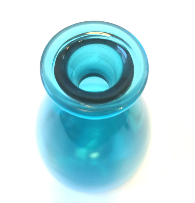 Decanter Light Blue Blown Glass Vintage Stylish - photo 5