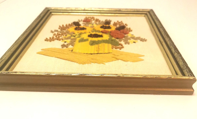 Vintage Floral Crewel Pictures in Wooden Frames - photo 5