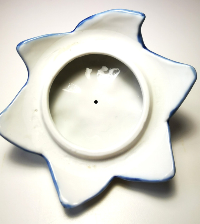 Trinket Container Pumpkin-shaped blue-and-white ceramic Vintage - photo 4