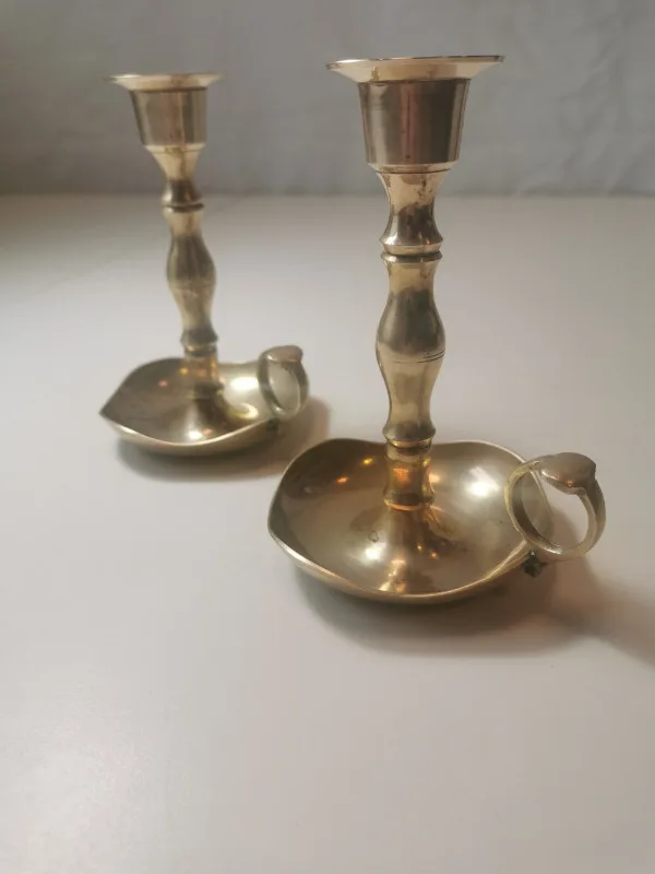 Vintage Brass Candle Stick Holder With Drip Catch Tray thumbnail