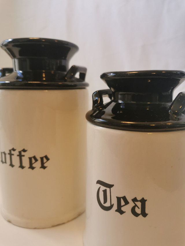 Coffee and Tea "Milk Jug" Cannisters Black and White Vintage 70s - photo 3
