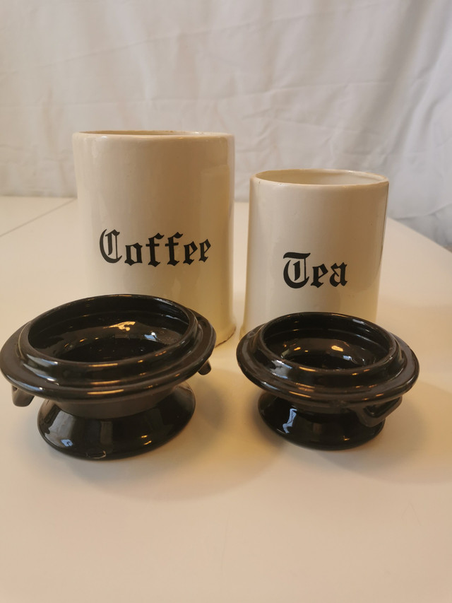 Coffee and Tea "Milk Jug" Cannisters Black and White Vintage 70s - photo 4