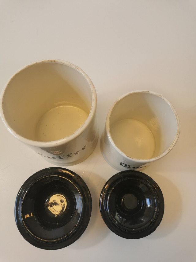 Coffee and Tea "Milk Jug" Cannisters Black and White Vintage 70s - photo 5