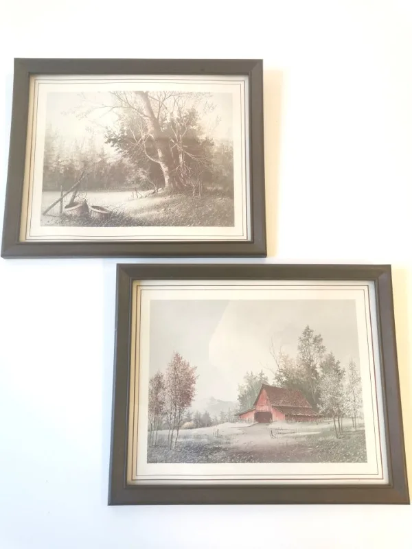 Watercolour Prints Pair of Country Landscape Scene's Vintage thumbnail
