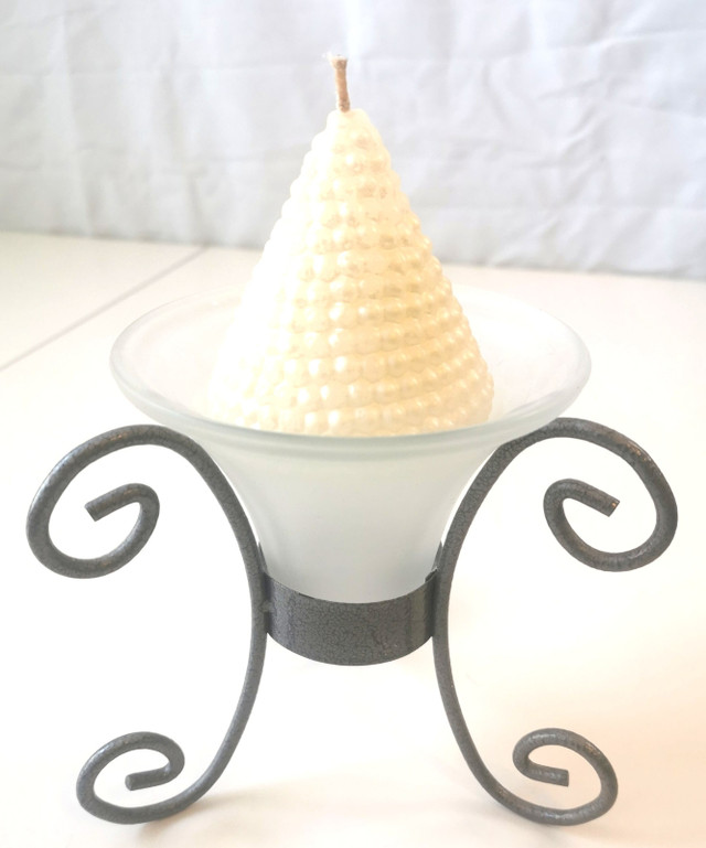 Frosted Glass Wrought Iron Candle Holder
