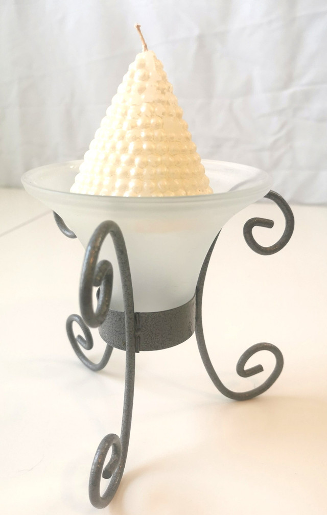 Frosted Glass Wrought Iron Candle Holder - photo 3
