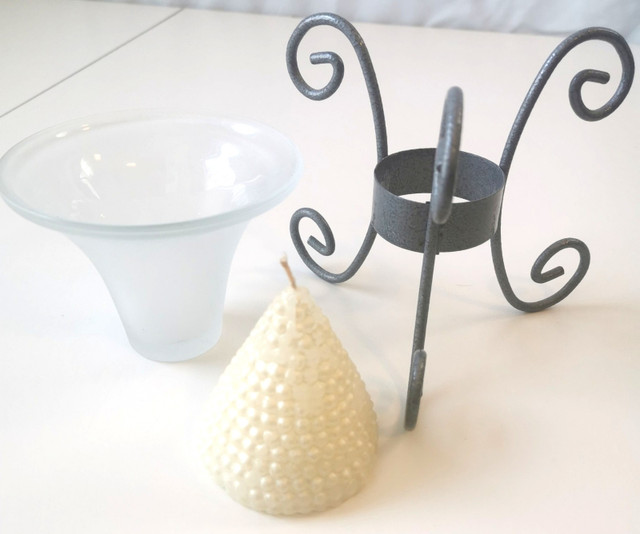 Frosted Glass Wrought Iron Candle Holder - photo 4