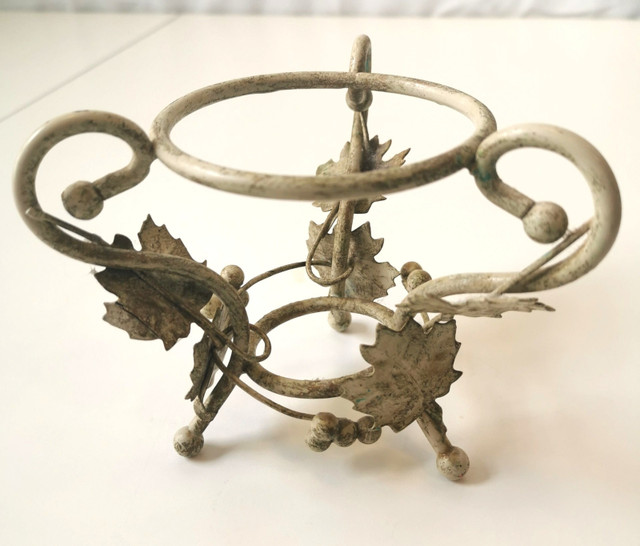 Mid-Century Glass Flower Bowl on Metal Stand - photo 5