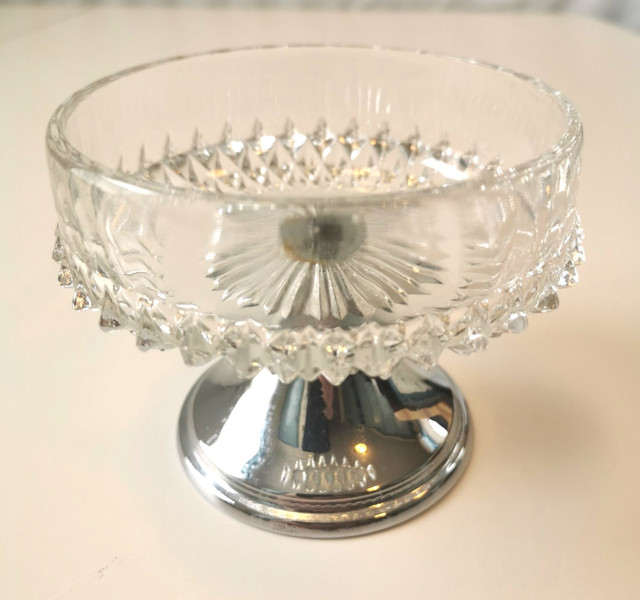 Vintage Diamond Point Glass Dessert Dish