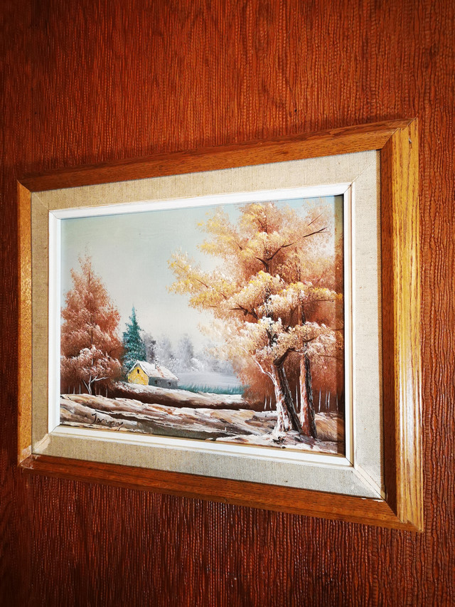 Oil Painting Countryside Landscape Signed Vintage