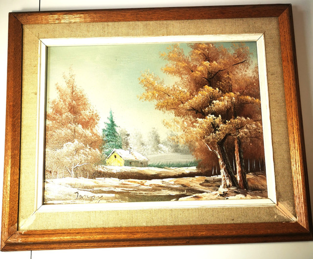 Oil Painting Countryside Landscape Signed Vintage - photo 2
