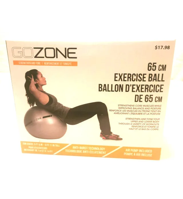 Exercise Ball GOZONE 65cm for people five foot 6 to five foot 11 thumbnail