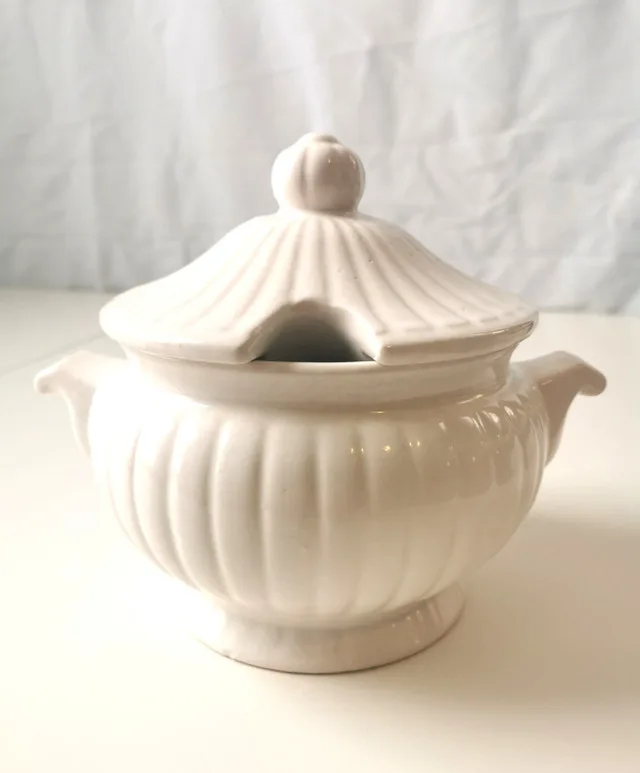 Soup Tureen White Ribbed Vintage Made in Japan thumbnail