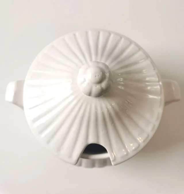 Soup Tureen White Ribbed Vintage Made in Japan image indicator(3)