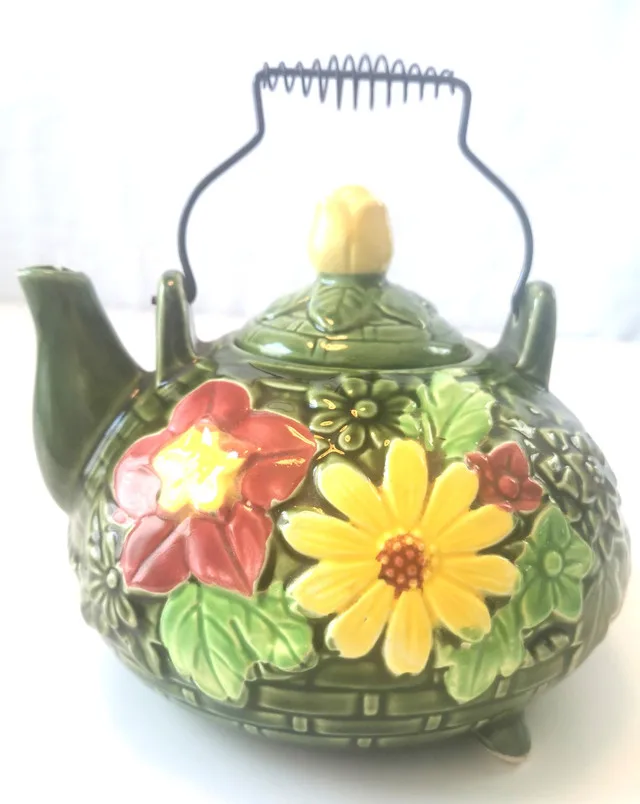 Tea Pot National Silver Company Nagoya Japan Vintage Botanical thumbnail