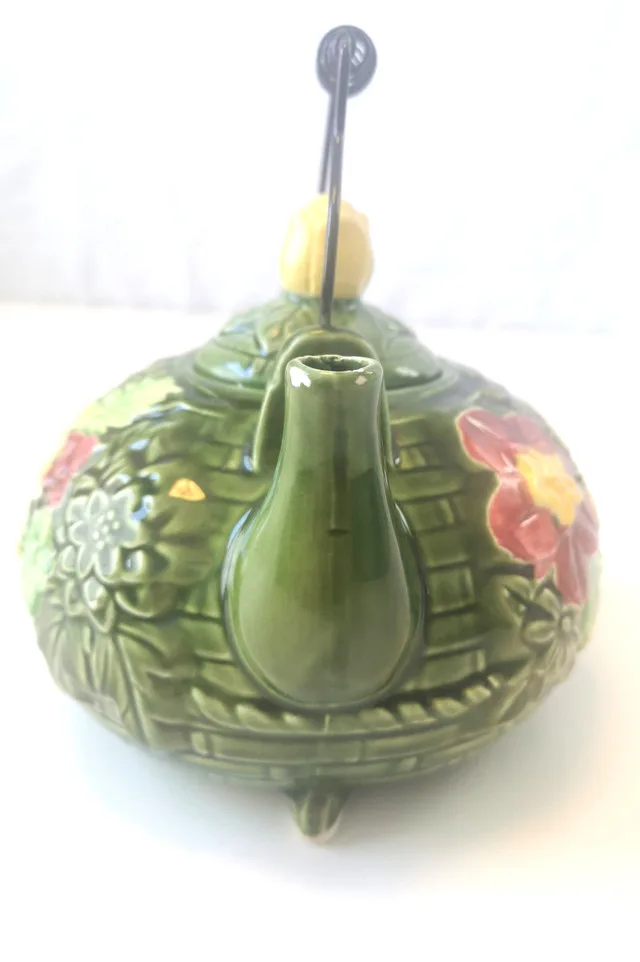 Tea Pot National Silver Company Nagoya Japan Vintage Botanical image indicator(7)